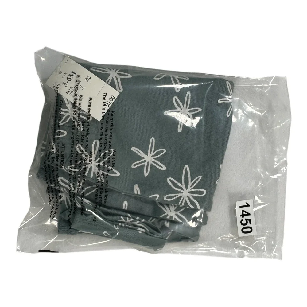 GRAYSON Mini Gray Blue Floral‎ T-Shirt & Pants Set - Size 3-6M - NWT